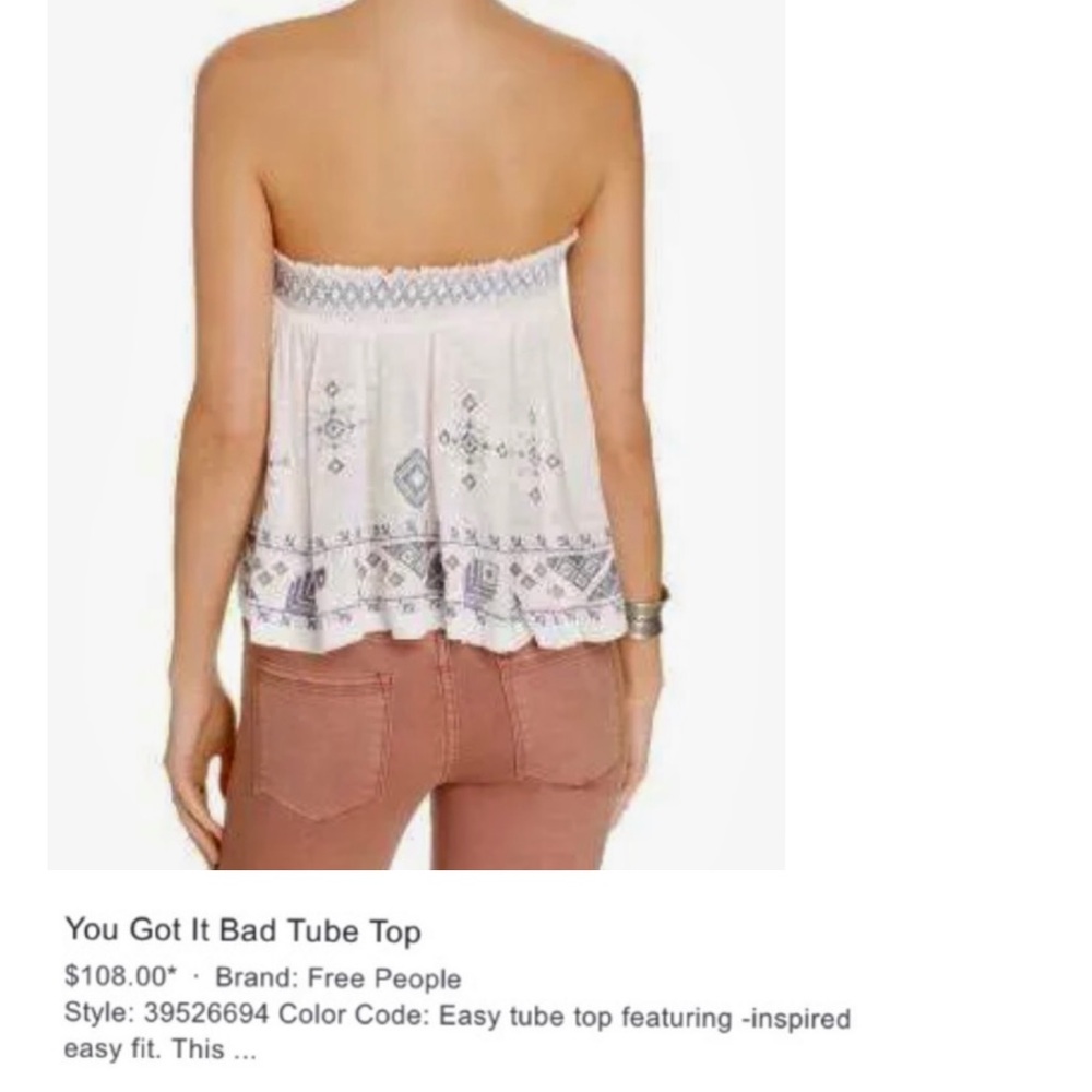 NWOT Free people Boho Tube Top - Picture 5 of 13